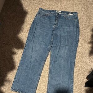 Abercrombie & Fitch High Rise Loose Fit Jeans - Dark Blue